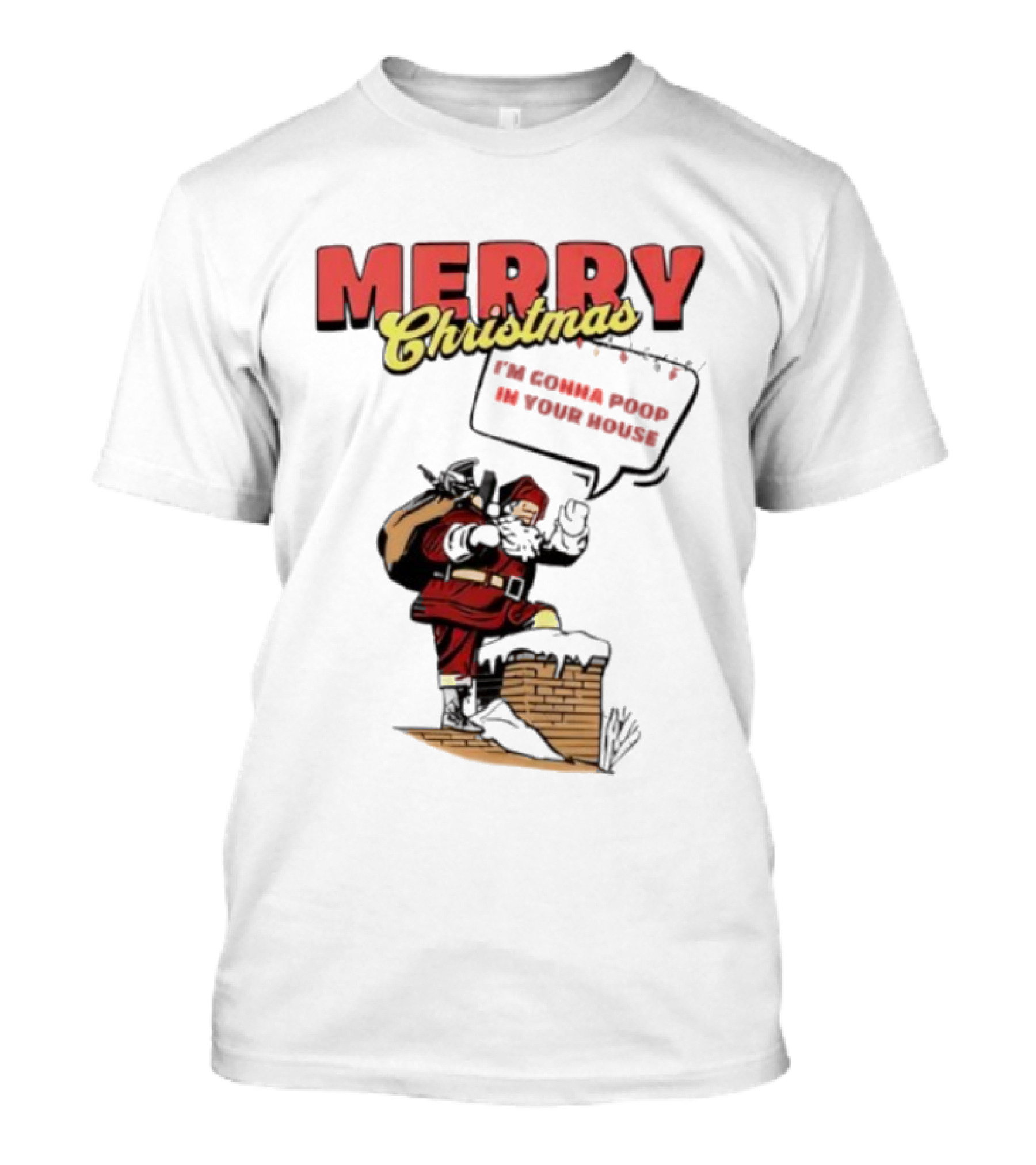 Cleveland Merry Christmas With Santa Climbing Down Chimney T-Shirt