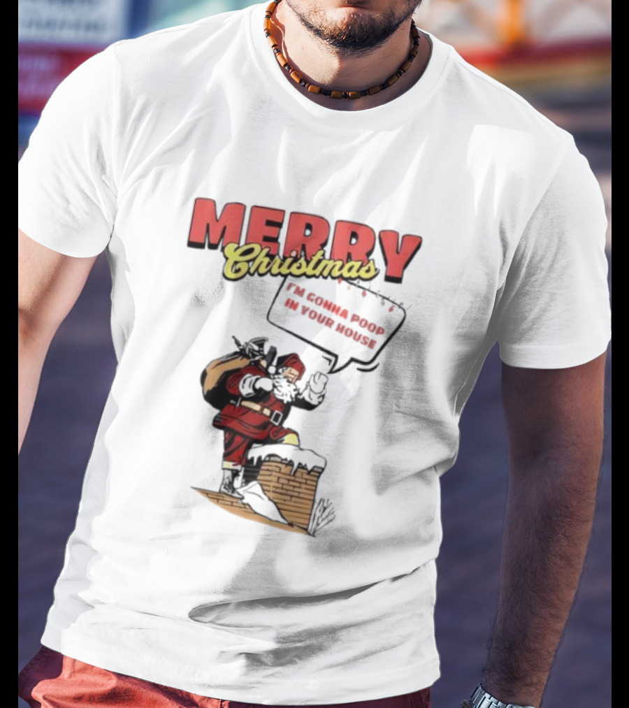 Cleveland Merry Christmas With Santa Climbing Down Chimney T-Shirt