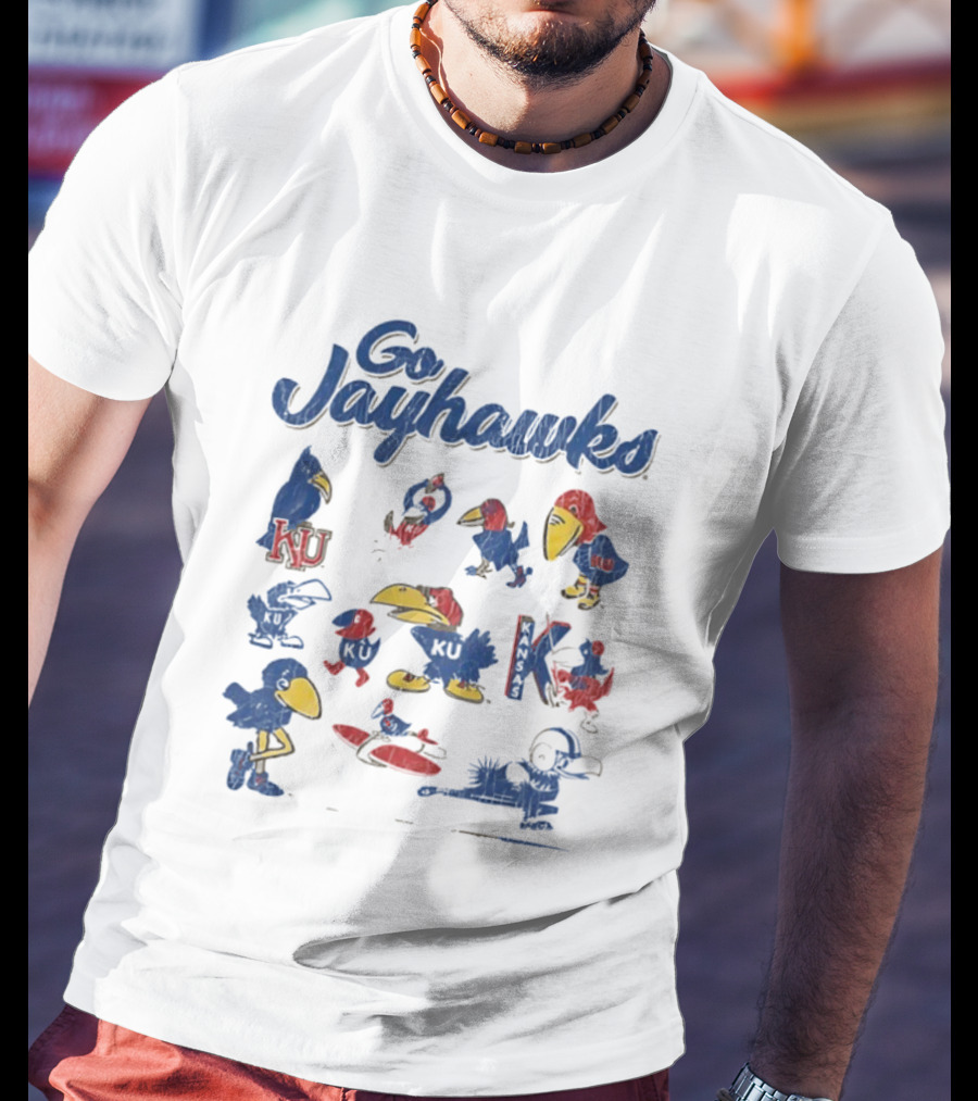 Go Kansas Jayhawks KU Football Vintage Style T-Shirt