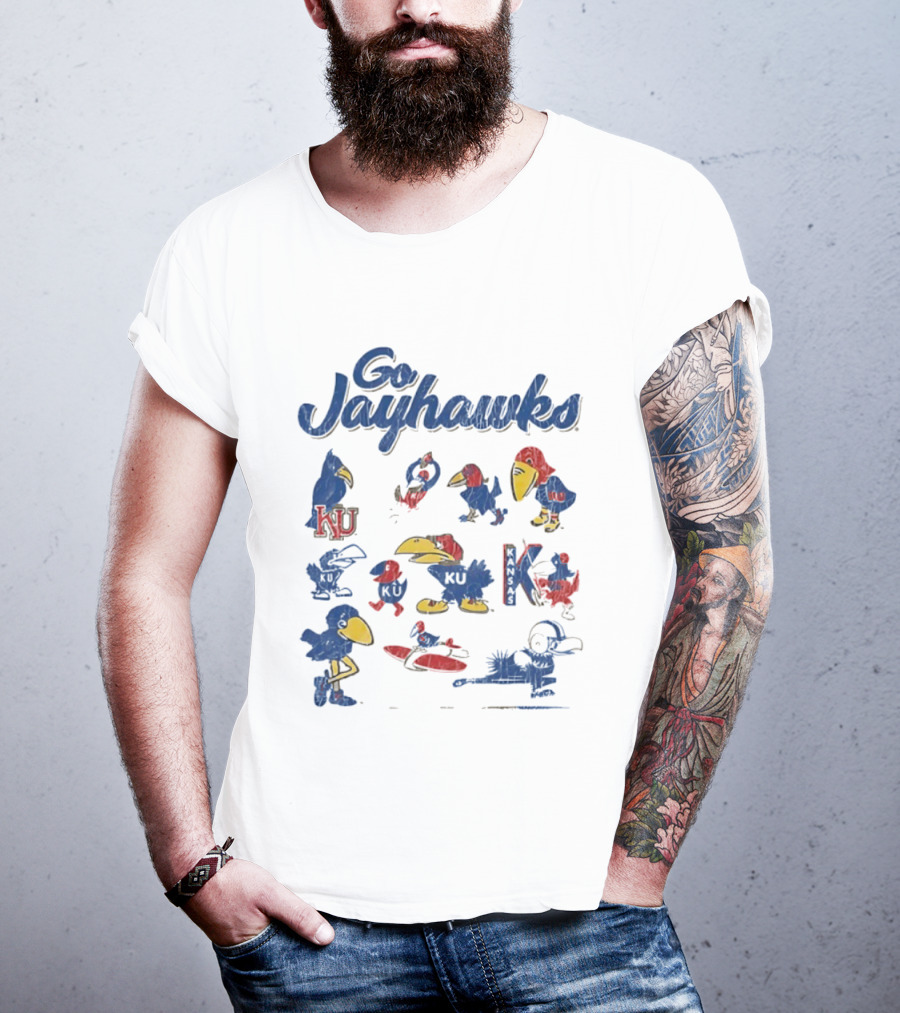 Go Kansas Jayhawks KU Football Vintage Style T-Shirt