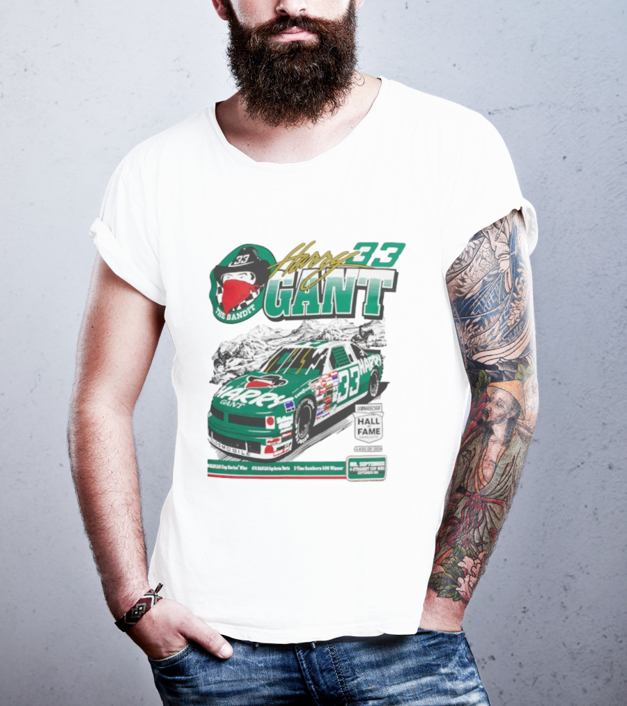 Harry Gant NASCAR Hall Of Fame The Bandit 33 Car Racing Legend T-Shirt