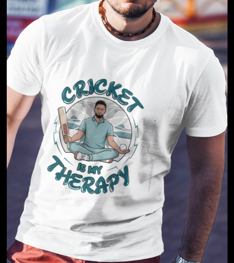 Cricket Is My Therapy Meditating Batsman Relaxation Sportsman T-Shirt