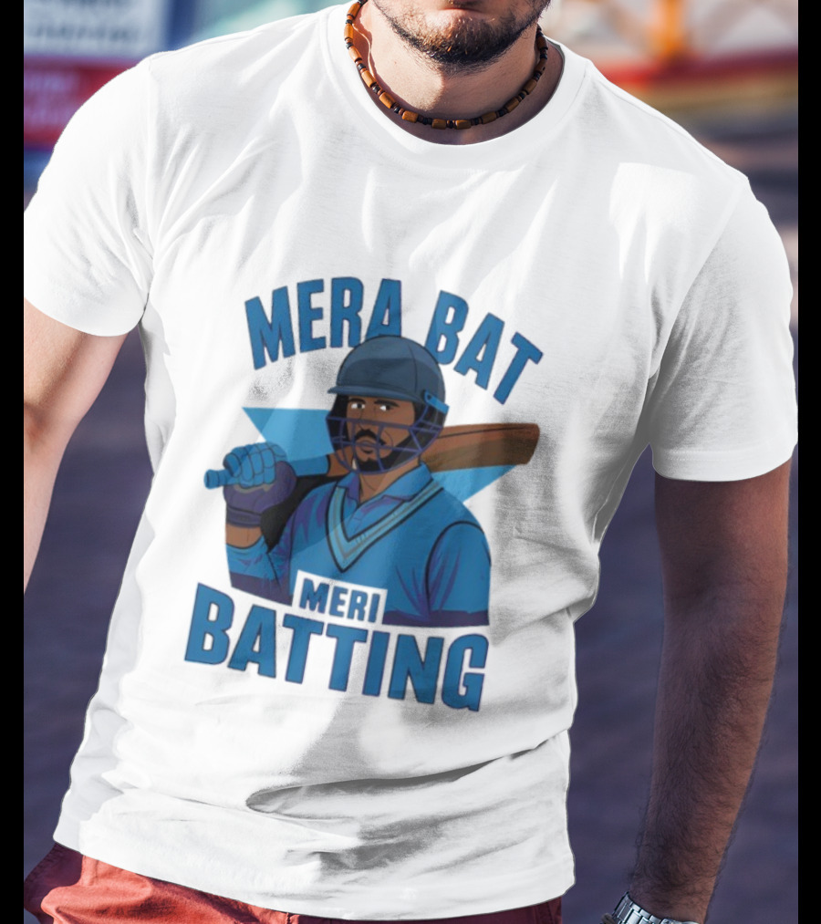 Mera Bat Meri Batting Cricket Player India T-Shirt