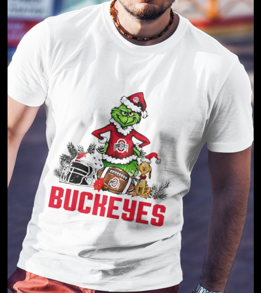Ohio State Buckeyes Christmas Grinch And Max Dog T-Shirt