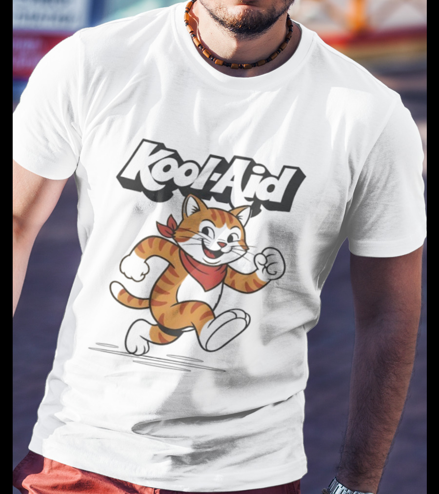 Kool-Aid Orange Cat Red Bandana Playful Pounce T-Shirt