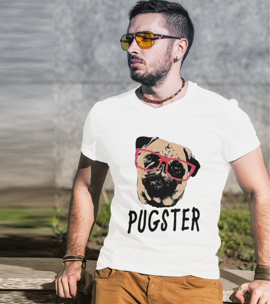 Pugster Pug Dog Pink Glasses T-Shirt