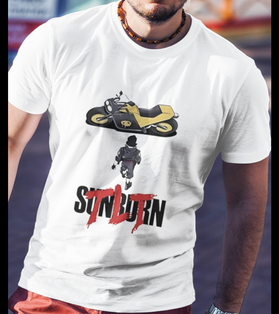 Sunburn TLT Motorcycle Rider With Retro Style Graphics T-Shirt