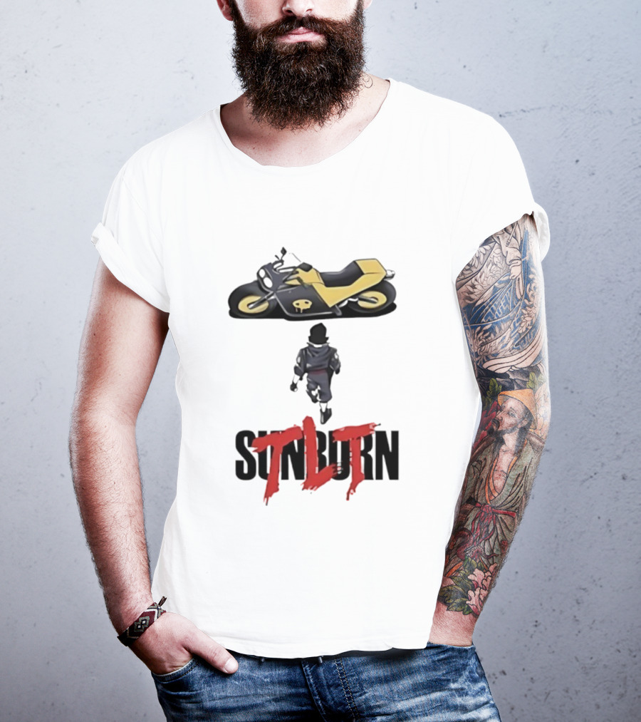 Sunburn TLT Motorcycle Rider With Retro Style Graphics T-Shirt
