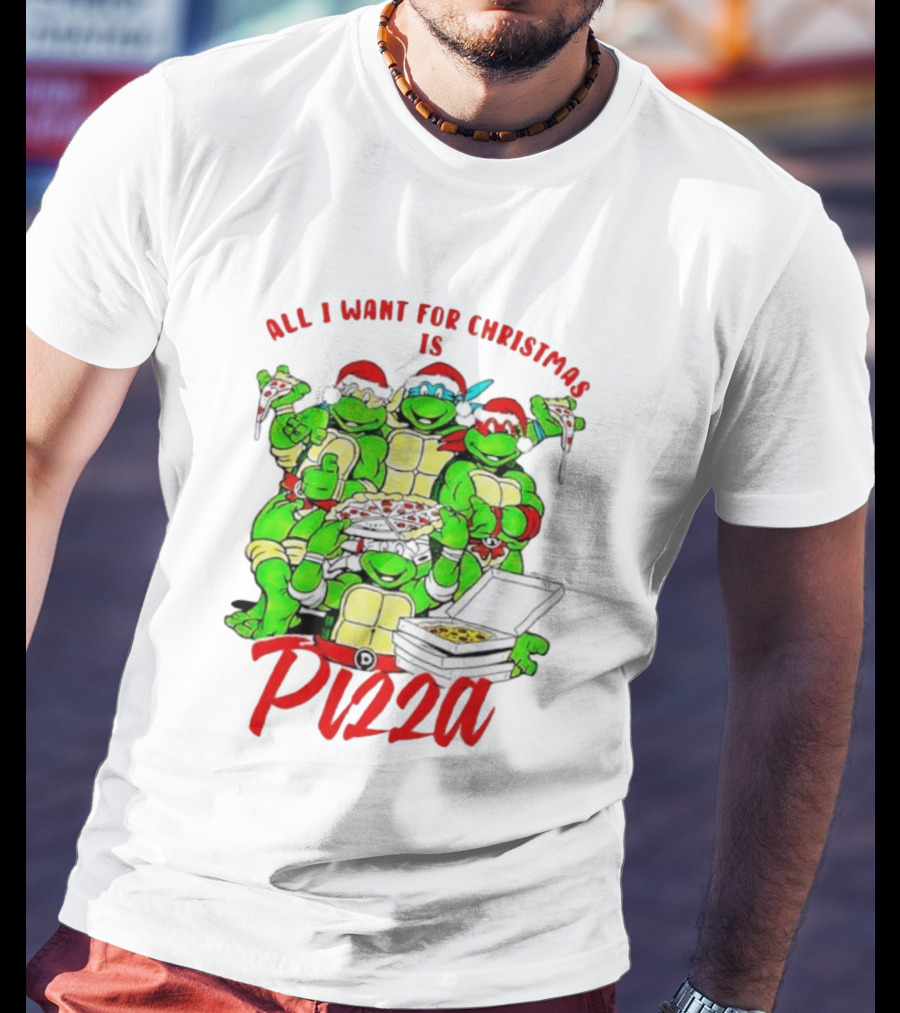 Teenage Mutant Ninja Turtles All I Want For Christmas Is Pizza T-Shirt