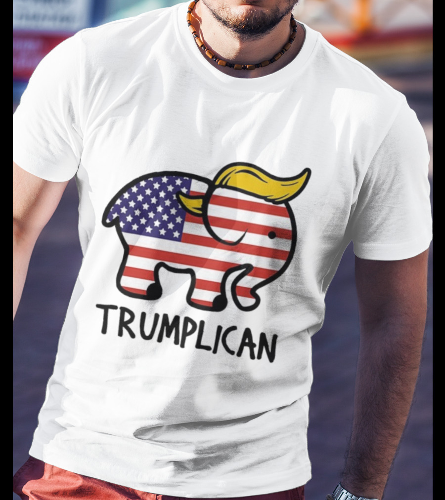 Trumplican Baby Onesie American Flag Elephant With Hair Style T-Shirt