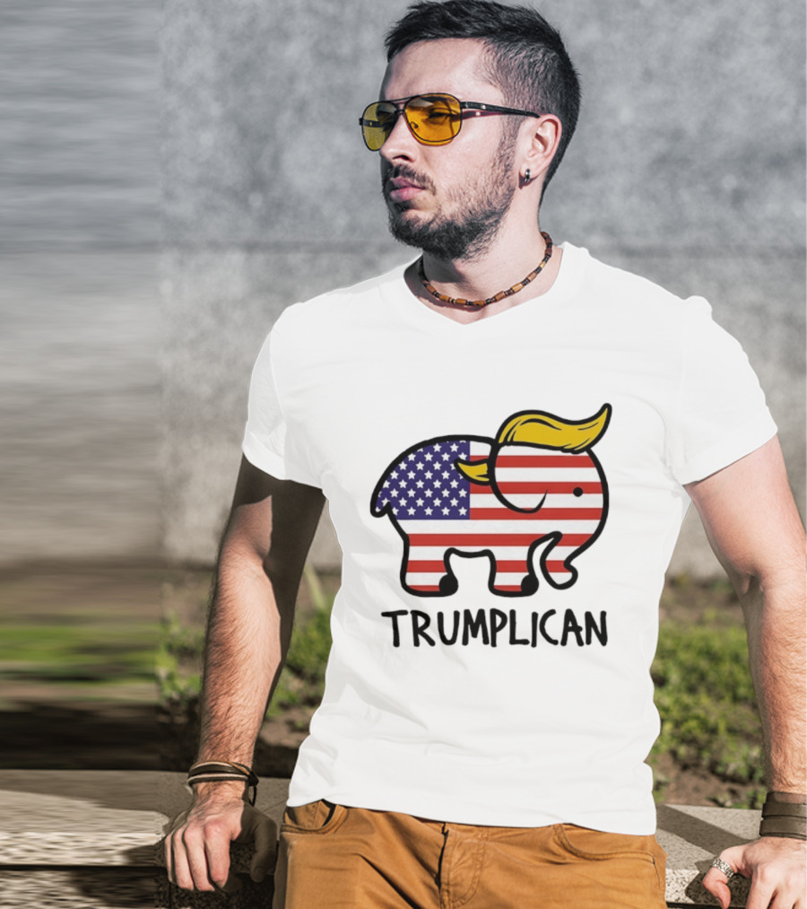 Trumplican Baby Onesie American Flag Elephant With Hair Style T-Shirt