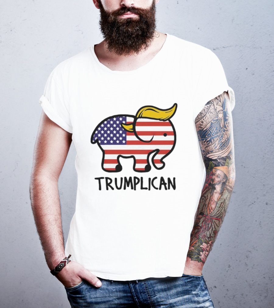 Trumplican Baby Onesie American Flag Elephant With Hair Style T-Shirt