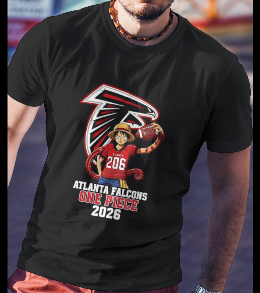Atlanta Falcons One Piece Luffy 2026 Football Anime Crossover T-Shirt
