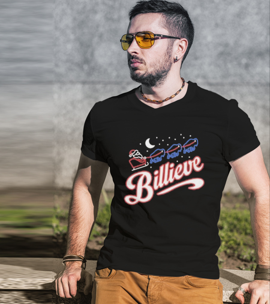 Buffalo Bills Billieve Christmas Santa Reindeer Sleigh T-Shirt