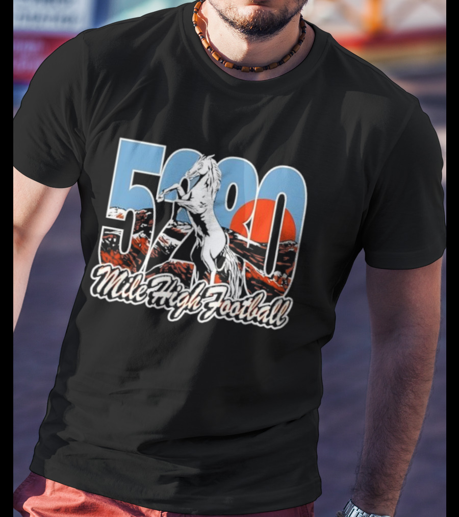 Mile High Football 5280 Horse Broncos Theme T-Shirt