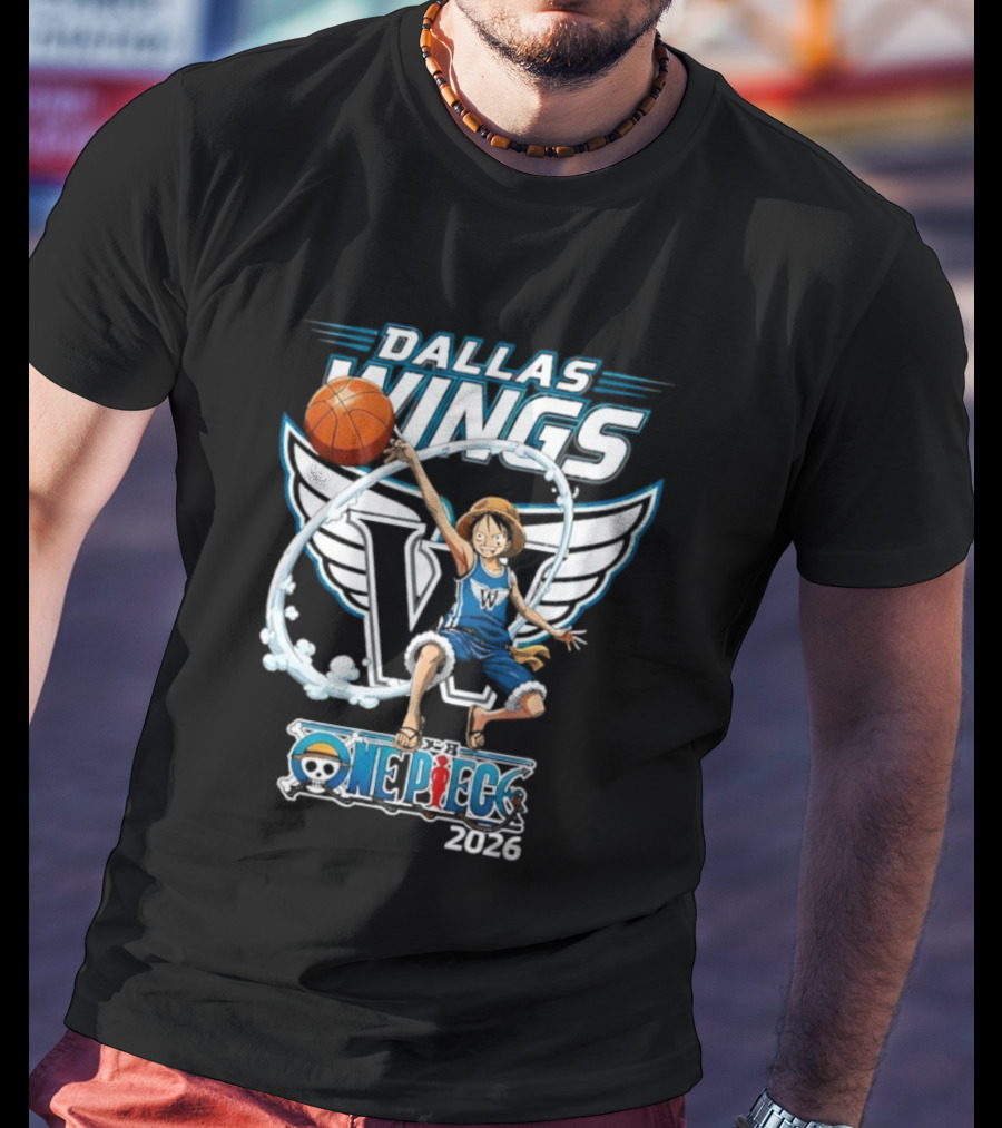Dallas Wings One Piece 2026 Crossover Basketball Anime Collaboration T-Shirt