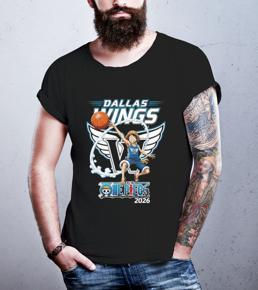 Dallas Wings One Piece 2026 Crossover Basketball Anime Collaboration T-Shirt