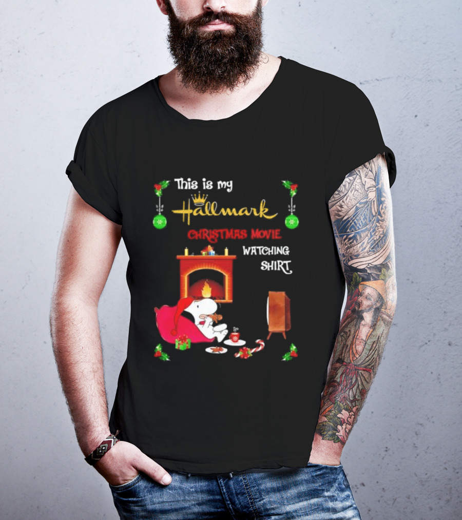 Hallmark Christmas Movie Ing With Snoopy By The Fireplace T-Shirt