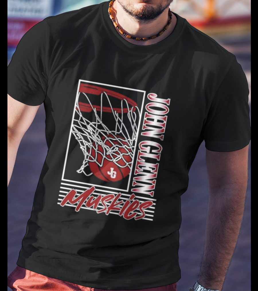 John Glenn Muskies Basketball Net And Ball T-Shirt