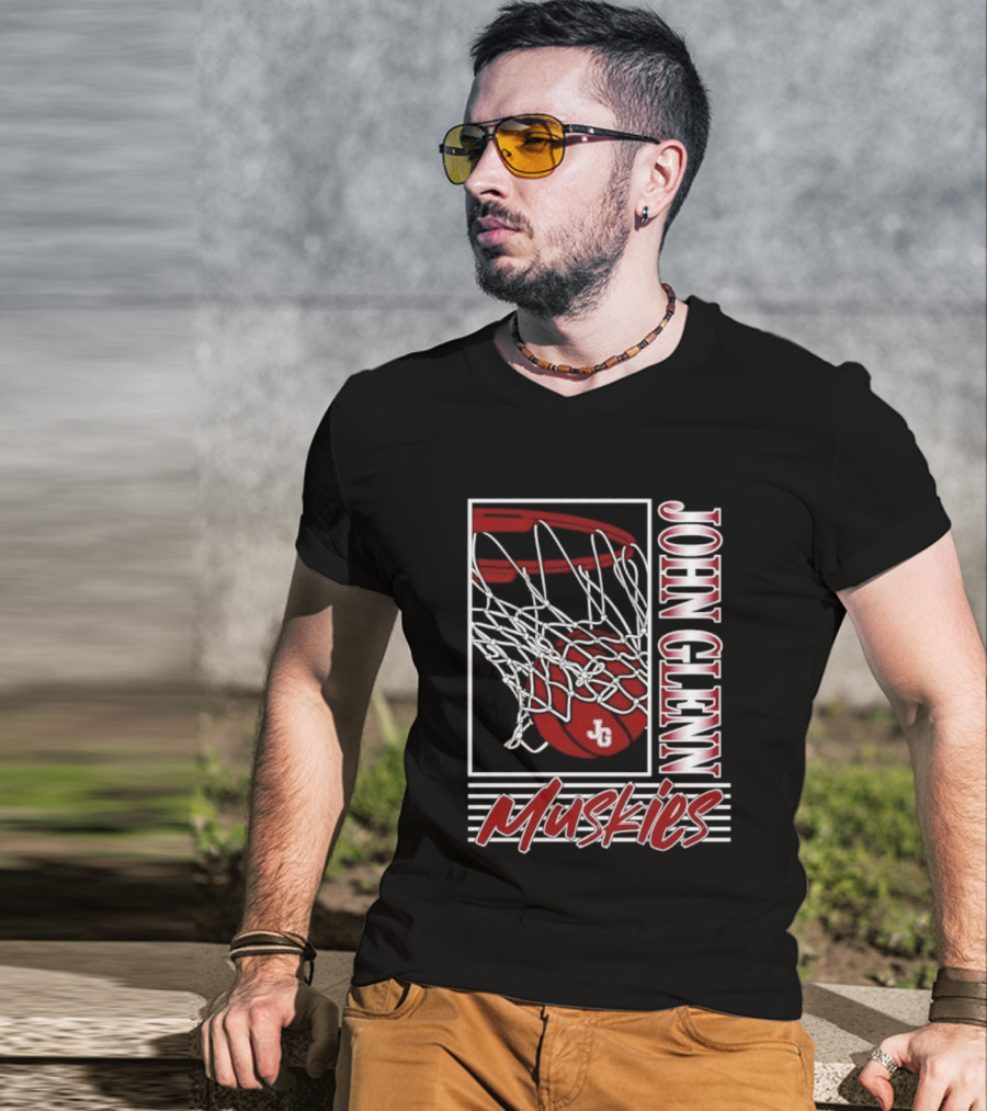 John Glenn Muskies Basketball Net And Ball T-Shirt