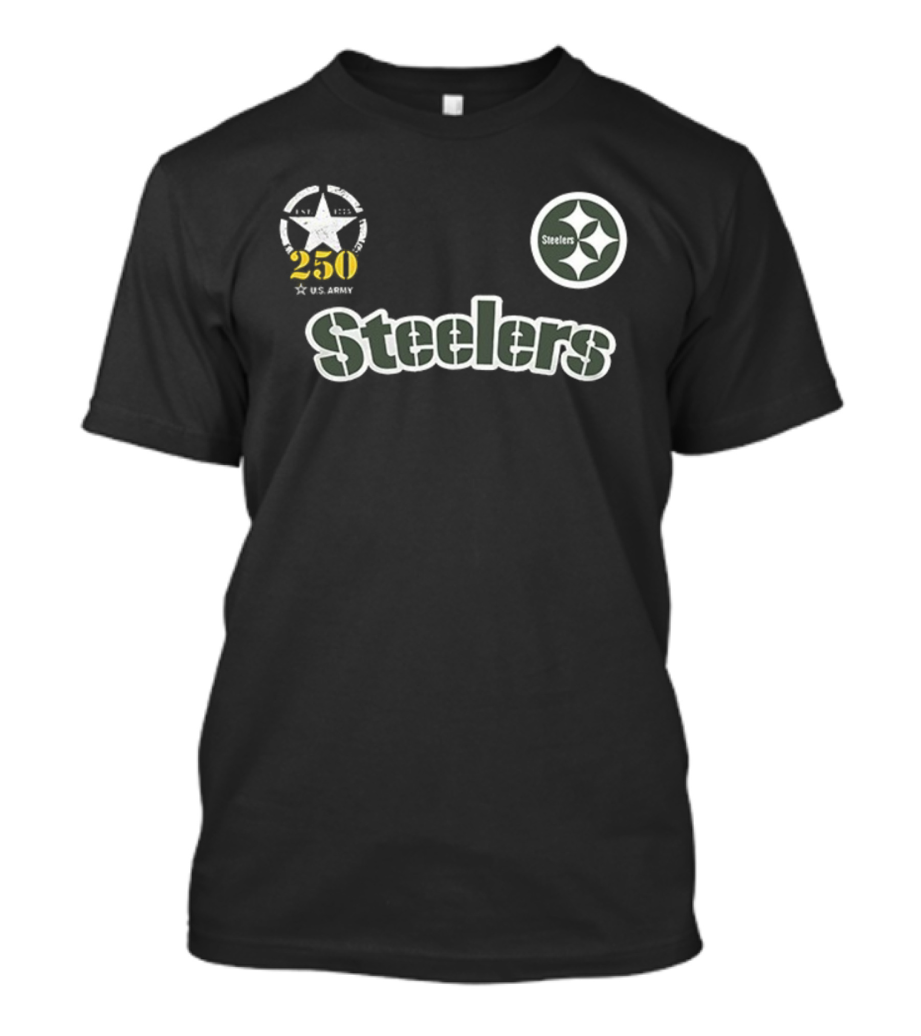 Pittsburgh Steelers US Army 250 Years Anniversary Star Emblem T-Shirt