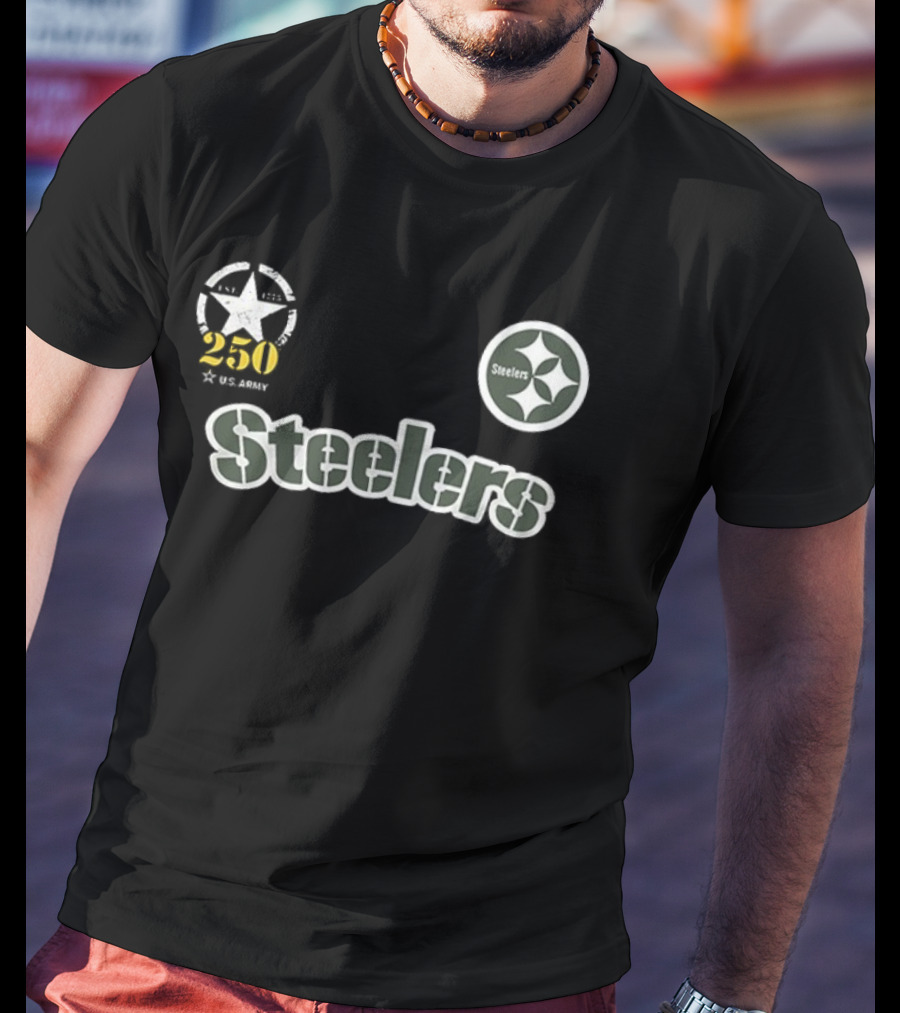 Pittsburgh Steelers US Army 250 Years Anniversary Star Emblem T-Shirt