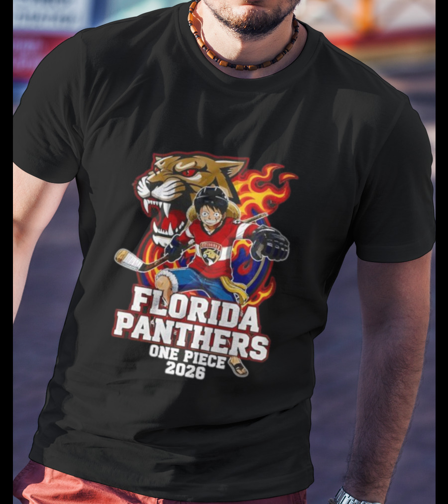Florida Panthers One Piece Luffy Hockey 2026 Crossover T-Shirt