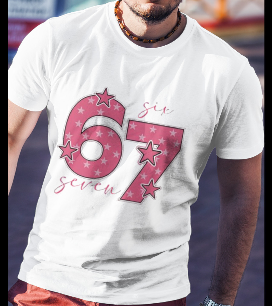 67 Roz Stele Dragut Star Pattern Pink T-Shirt