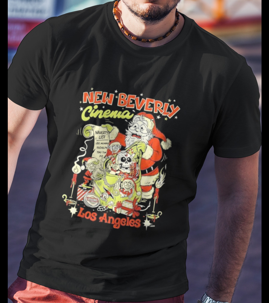 New Beverly Cinema Los Angeles Christmas Santa With Gifts T-Shirt
