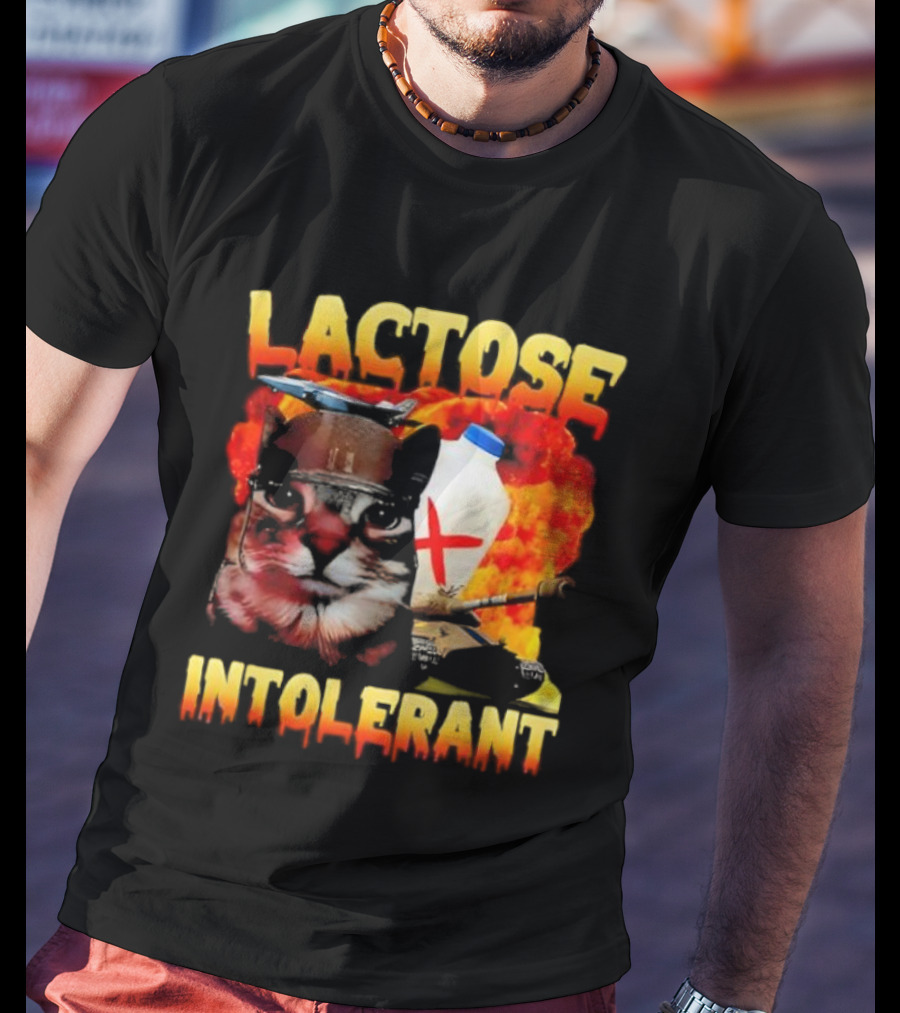 Lactose Intolerant Cat Meme Funny Saying For Cat Lovers T-Shirt