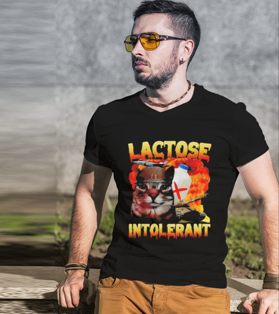 Lactose Intolerant Cat Meme Funny Saying For Cat Lovers T-Shirt