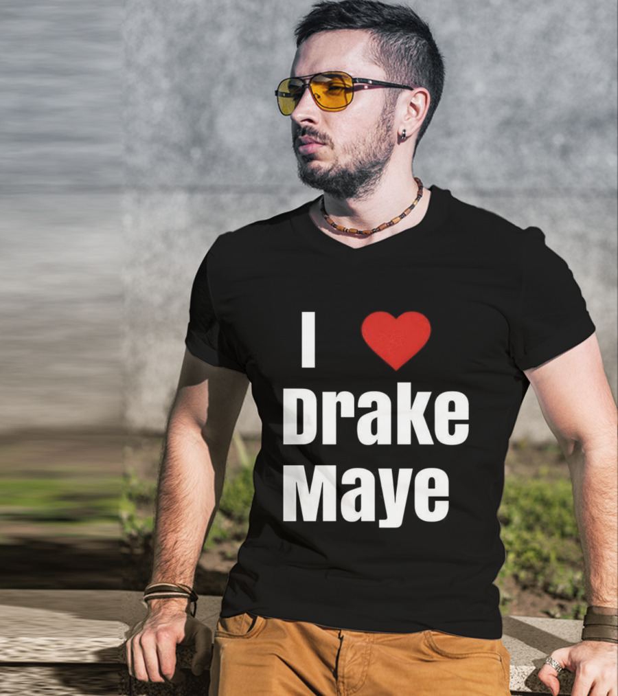 I Love Drake Maye Heart Football Lover New England Patriots T-Shirt