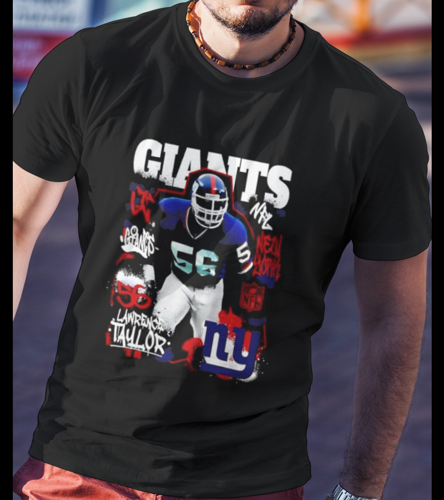 New York Giants Lawrence Taylor 56 Star Player NY Football Legends T-Shirt