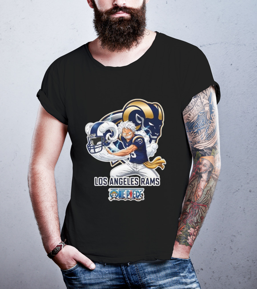 Los Angeles Rams One Piece Luffy Crossover 2026 Collaboration T-Shirt