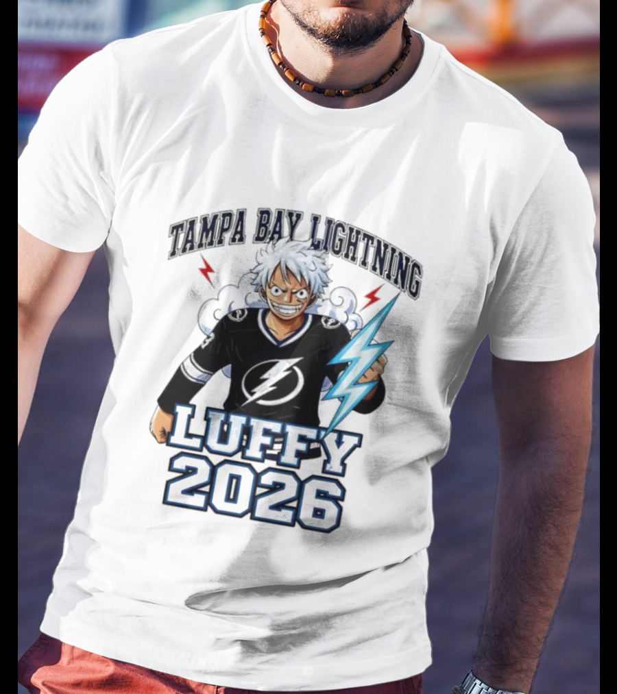 Tampa Bay Lightning Luffy 2026 One Piece Crossover T-Shirt