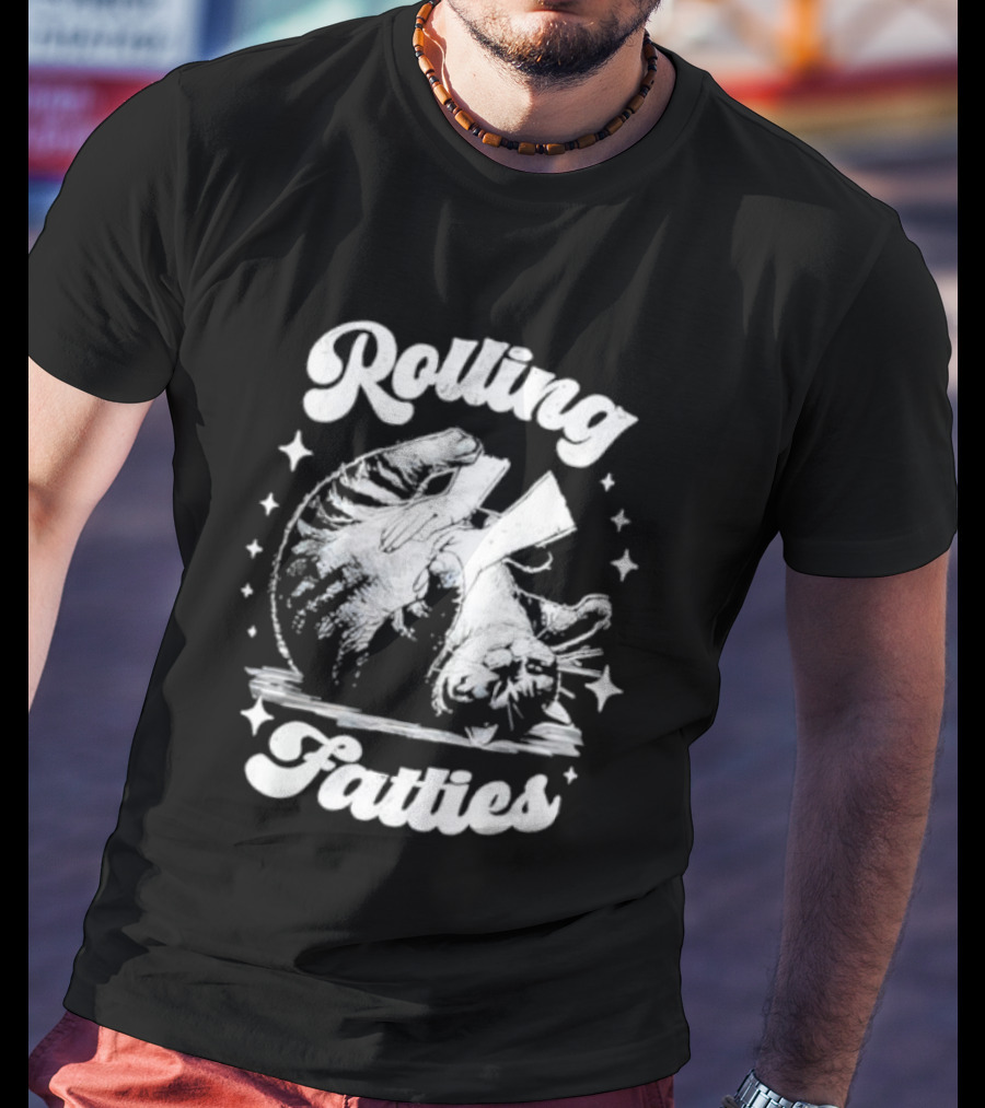 Rolling Fatties Retro Funny Cat Meme Vintage Sarcastic Humor T-Shirt