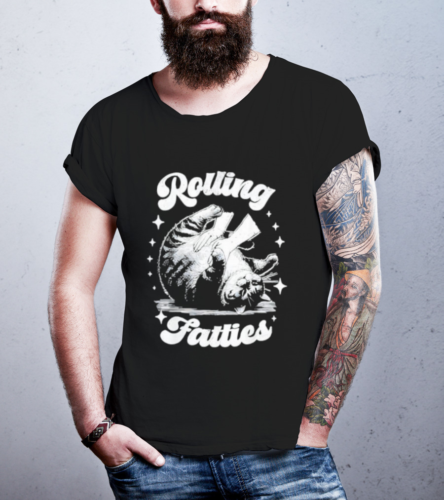 Rolling Fatties Retro Funny Cat Meme Vintage Sarcastic Humor T-Shirt