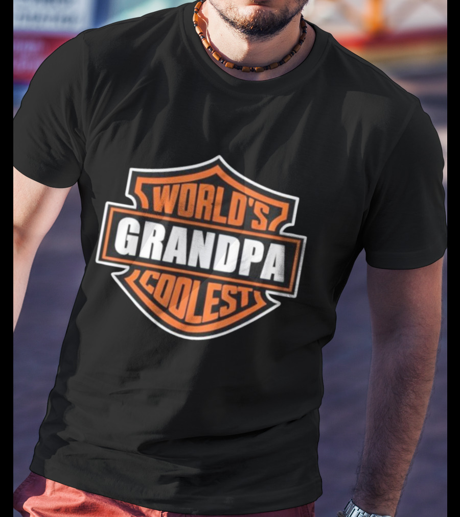 Retro World's Coolest Grandpa Badge Style T-Shirt
