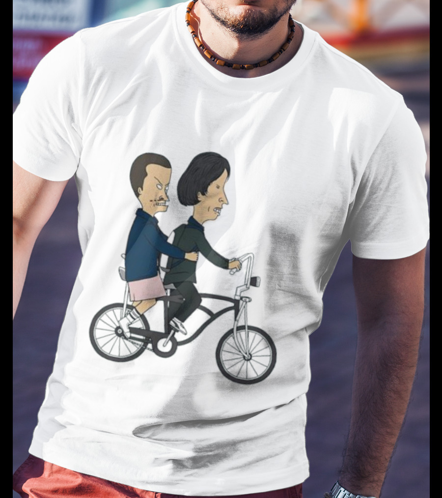 Eleven And Mike Cycling In Beavis And Butt-Head Style Fusion T-Shirt