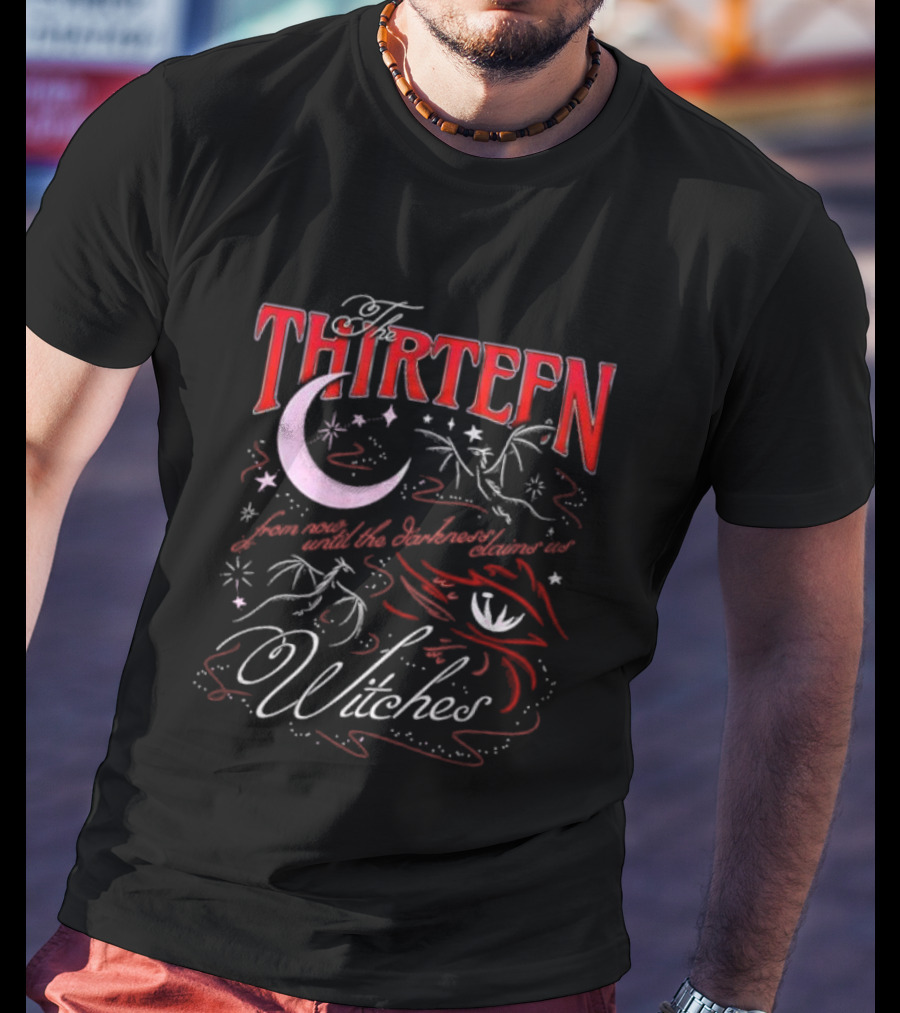 Thirteen Witches From Now Until The Darkness Claims Us Crescent Moon And Eye Mystic Style T-Shirt
