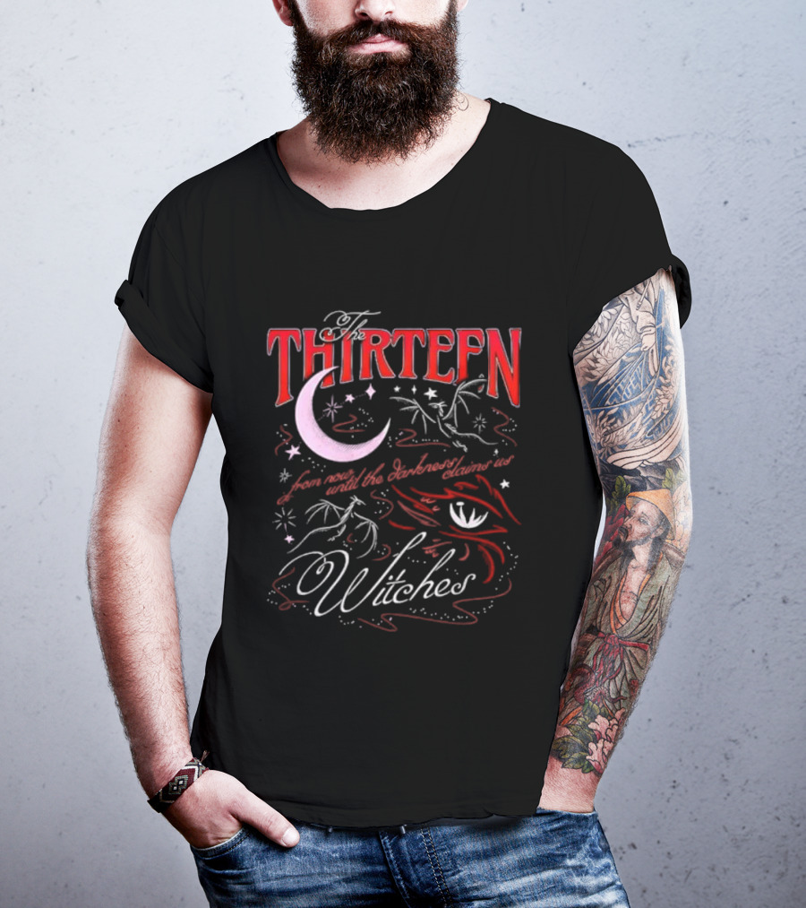Thirteen Witches From Now Until The Darkness Claims Us Crescent Moon And Eye Mystic Style T-Shirt