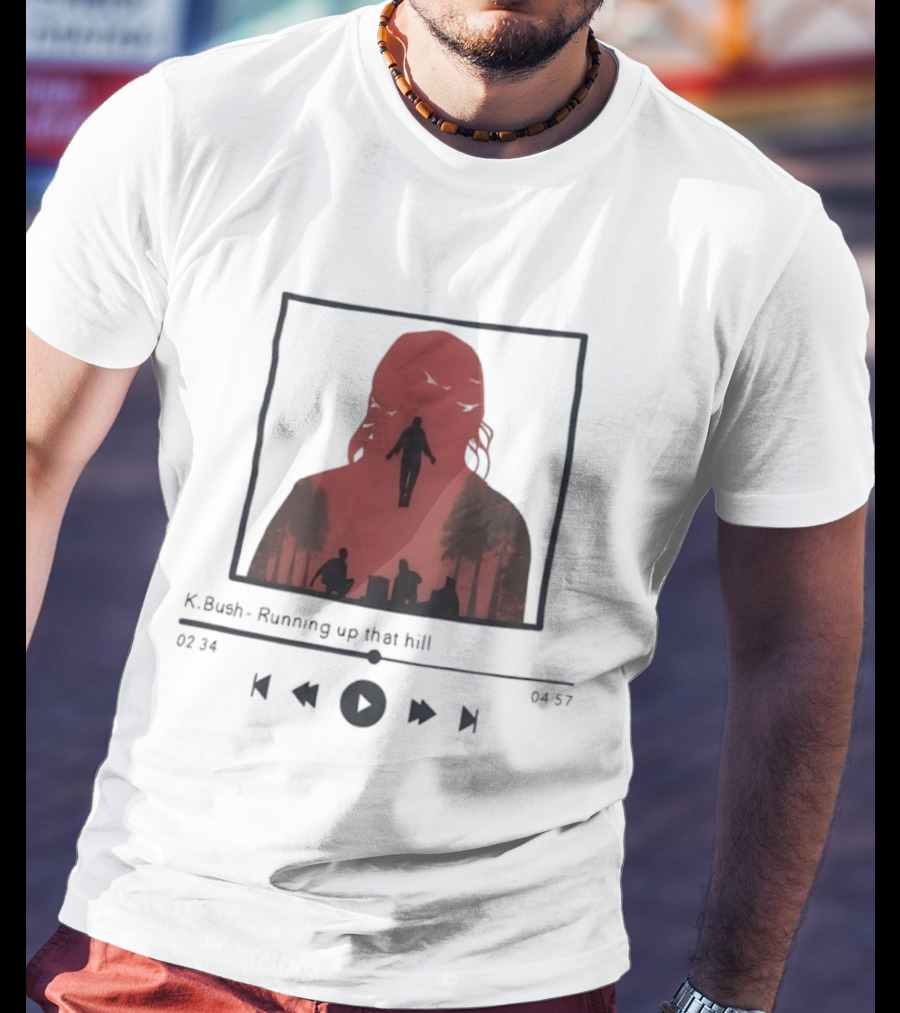 K Bush Running Up That Hill Red Silhouette Forest Scene T-Shirt