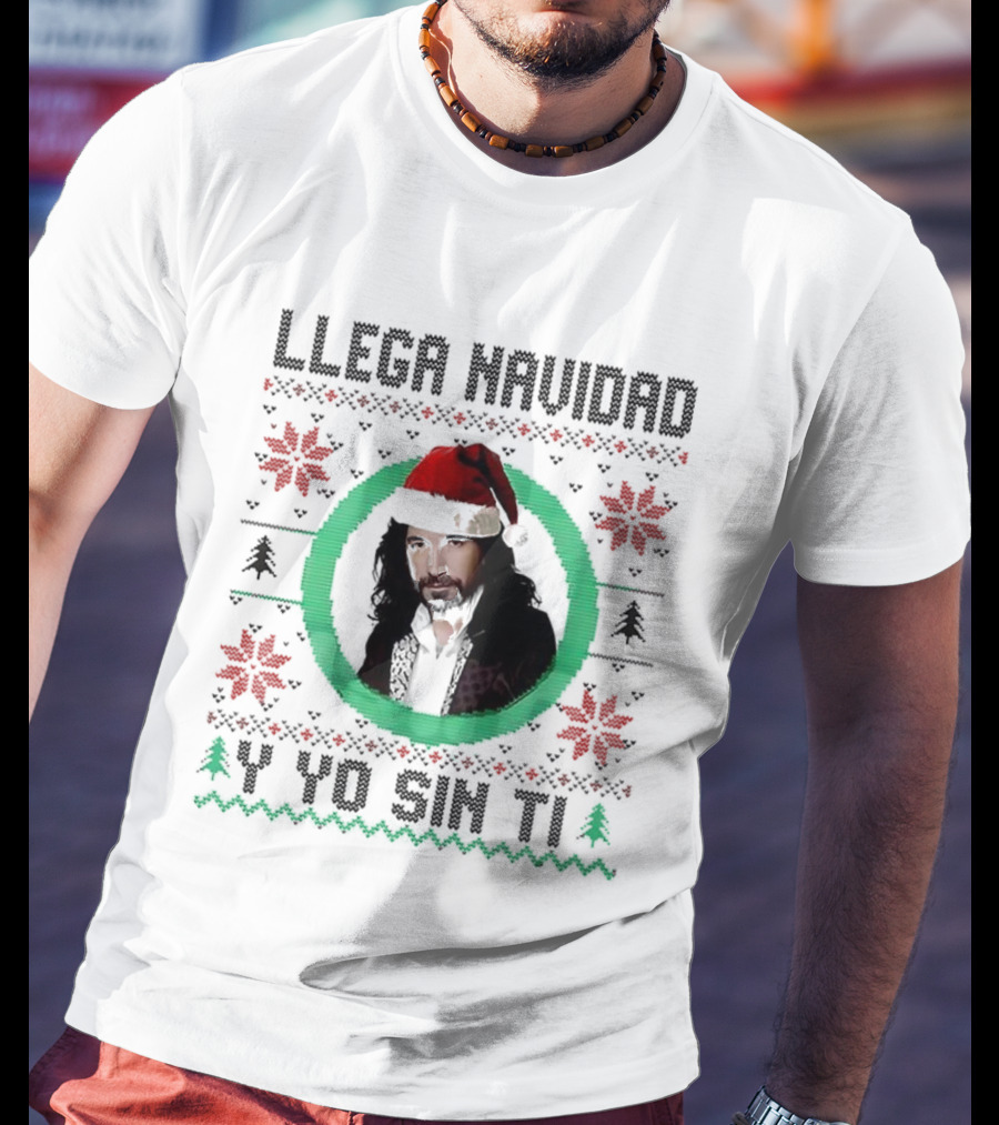 Llega Navidad Y Yo Sin Ti Ugly Christmas Festive Music Lover T-Shirt
