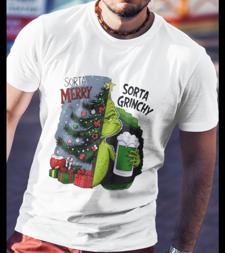 Sorta Merry Sorta Grinchy Christmas Tree Grinch Holiday T-Shirt