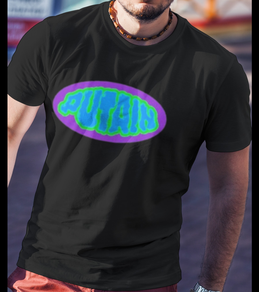 Zwangere Guy Putain Psychedelic Text T-Shirt