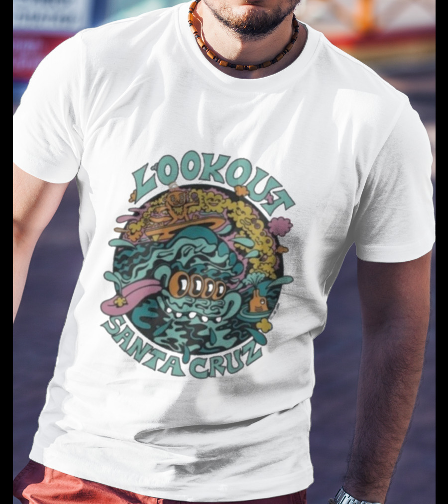 Lookout Santa Cruz Killer Acid Surfing Waves Psychedelic Art T-Shirt