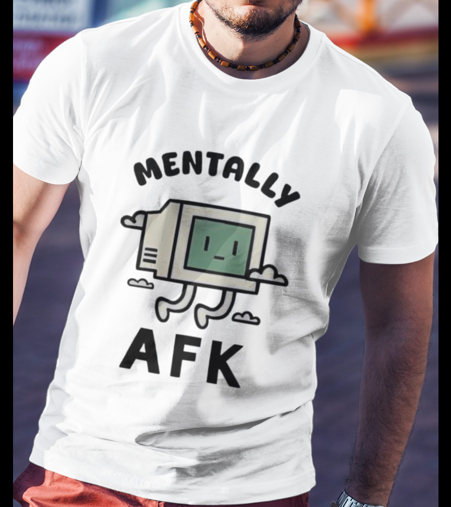 Mentally AFK Cute Floating Computer Face With Legs And Clouds T-Shirt