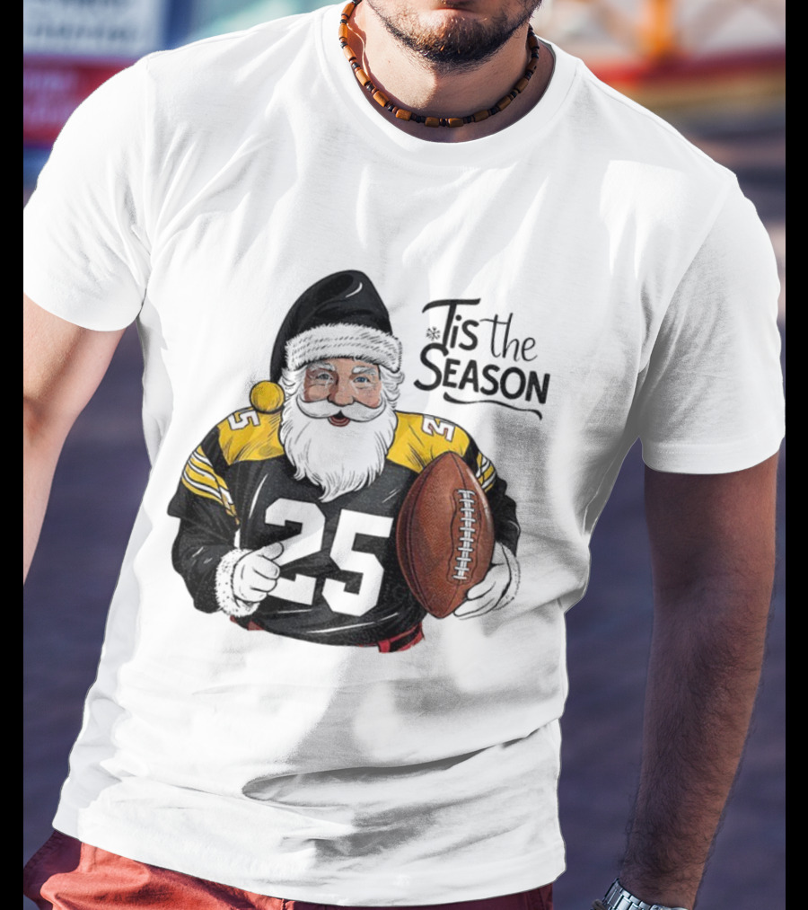 Pittsburgh Steelers Santa Claus Football NFL Tis The Season Merry Christmas T-Shirt