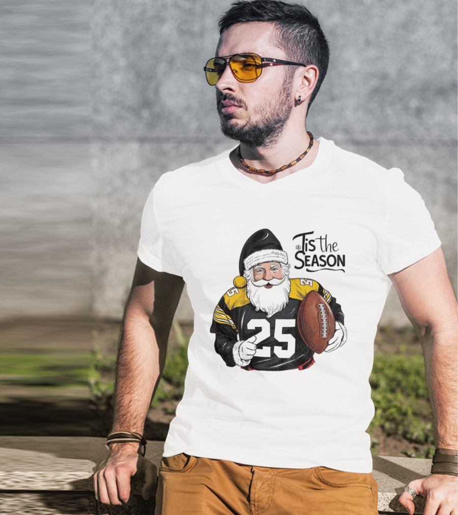 Pittsburgh Steelers Santa Claus Football NFL Tis The Season Merry Christmas T-Shirt