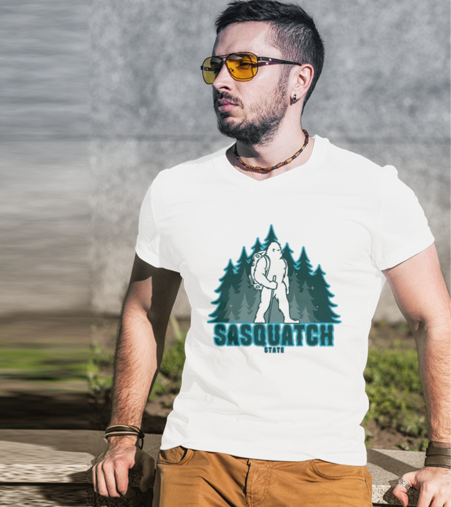 Sickos Committee Sasquatch State Bigfoot Forest Trek T-Shirt